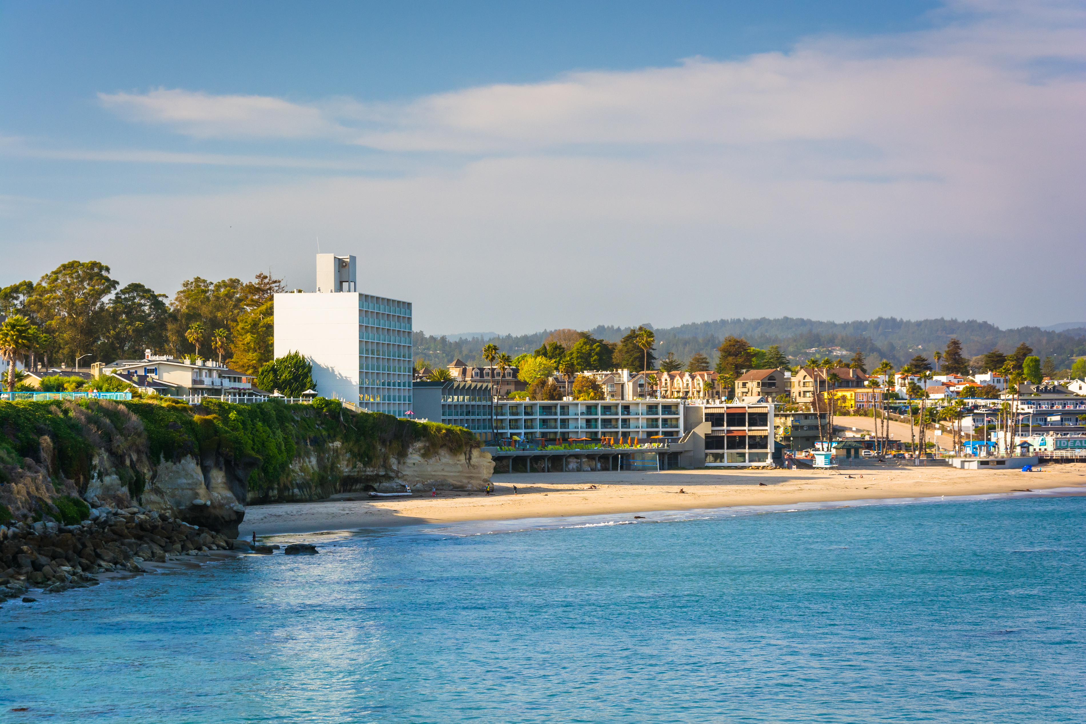 Cowell Beach skyline with calm blue waters